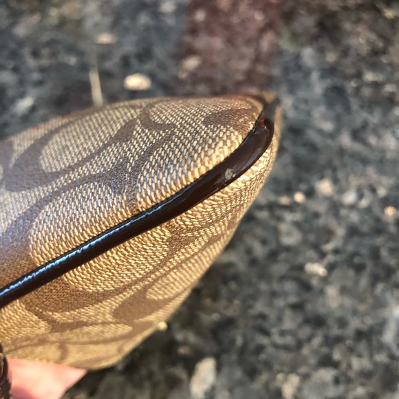 Coach Brown and Orange Leather Wristlet - Picture 9 of 9